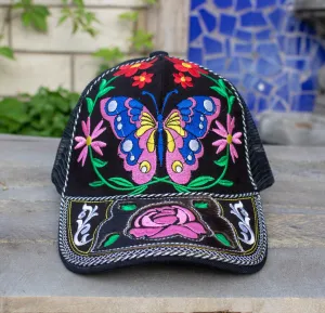 WOMENS BUTTERFLY flower embroidered SNAPBACK western cowgirl adjustable hat cap