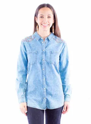 Women's Honey Creek Collection Blouse: Embroidered Denim