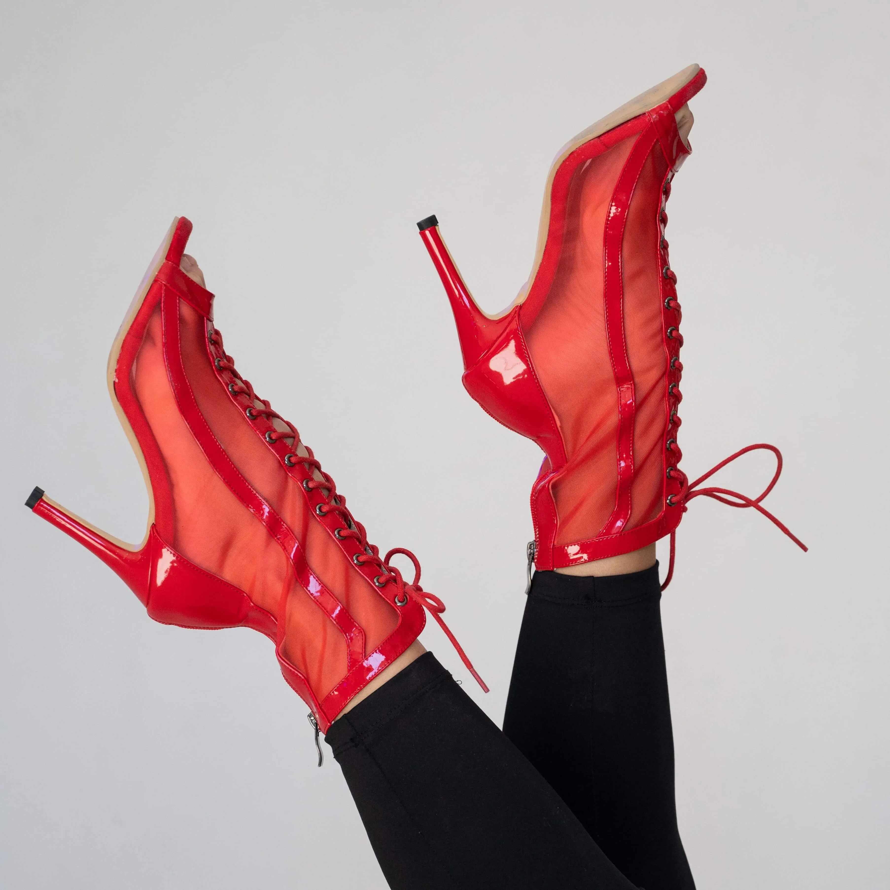 Women's mesh stiletto dance boots