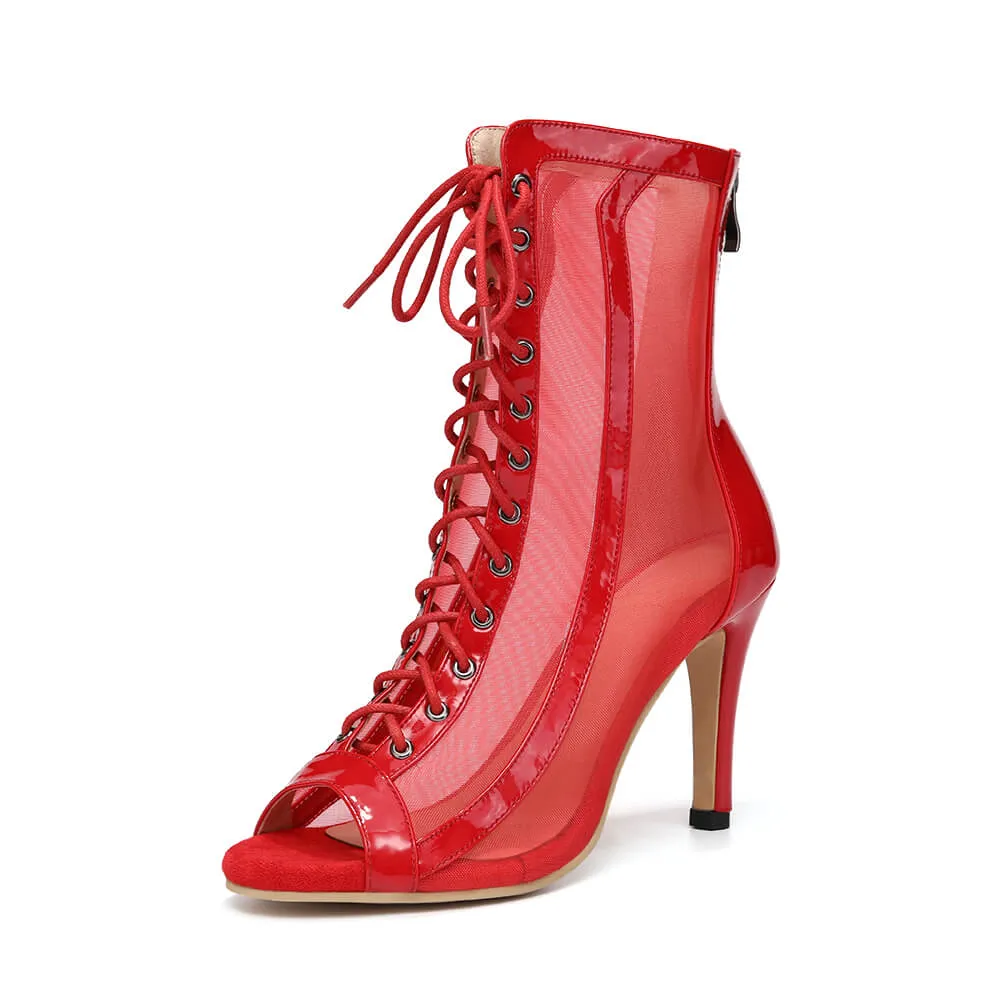 Women's mesh stiletto dance boots