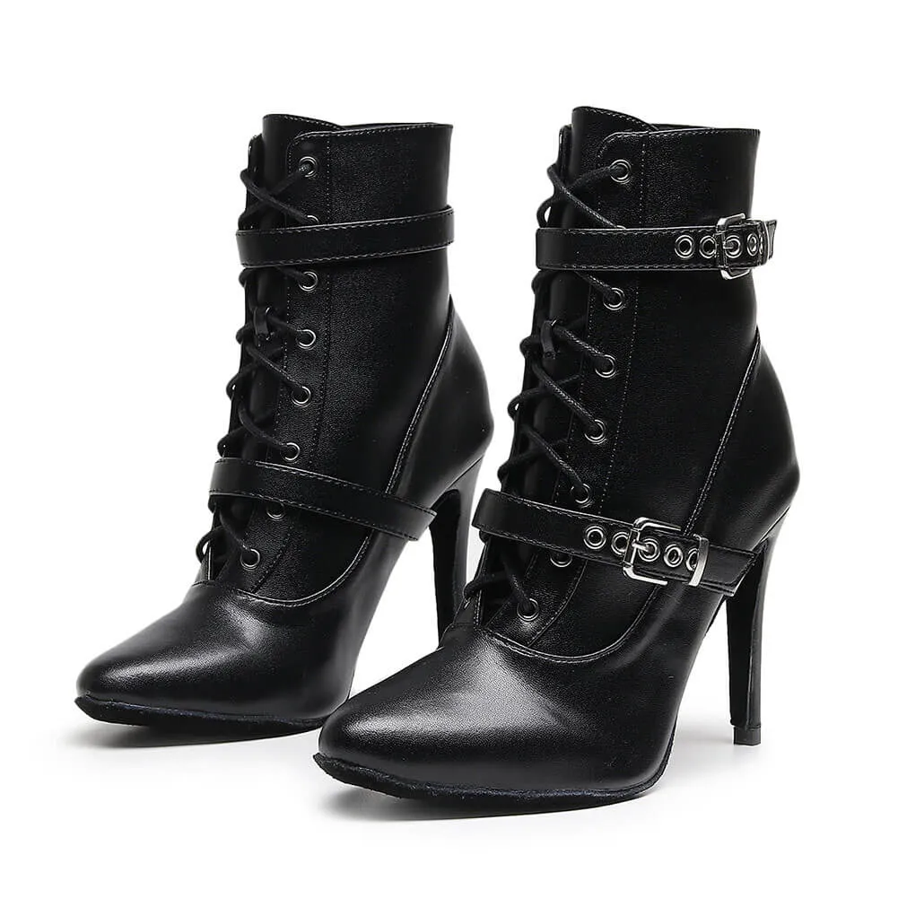 Women's Pointed Toe Lace-Up Stiletto Boots