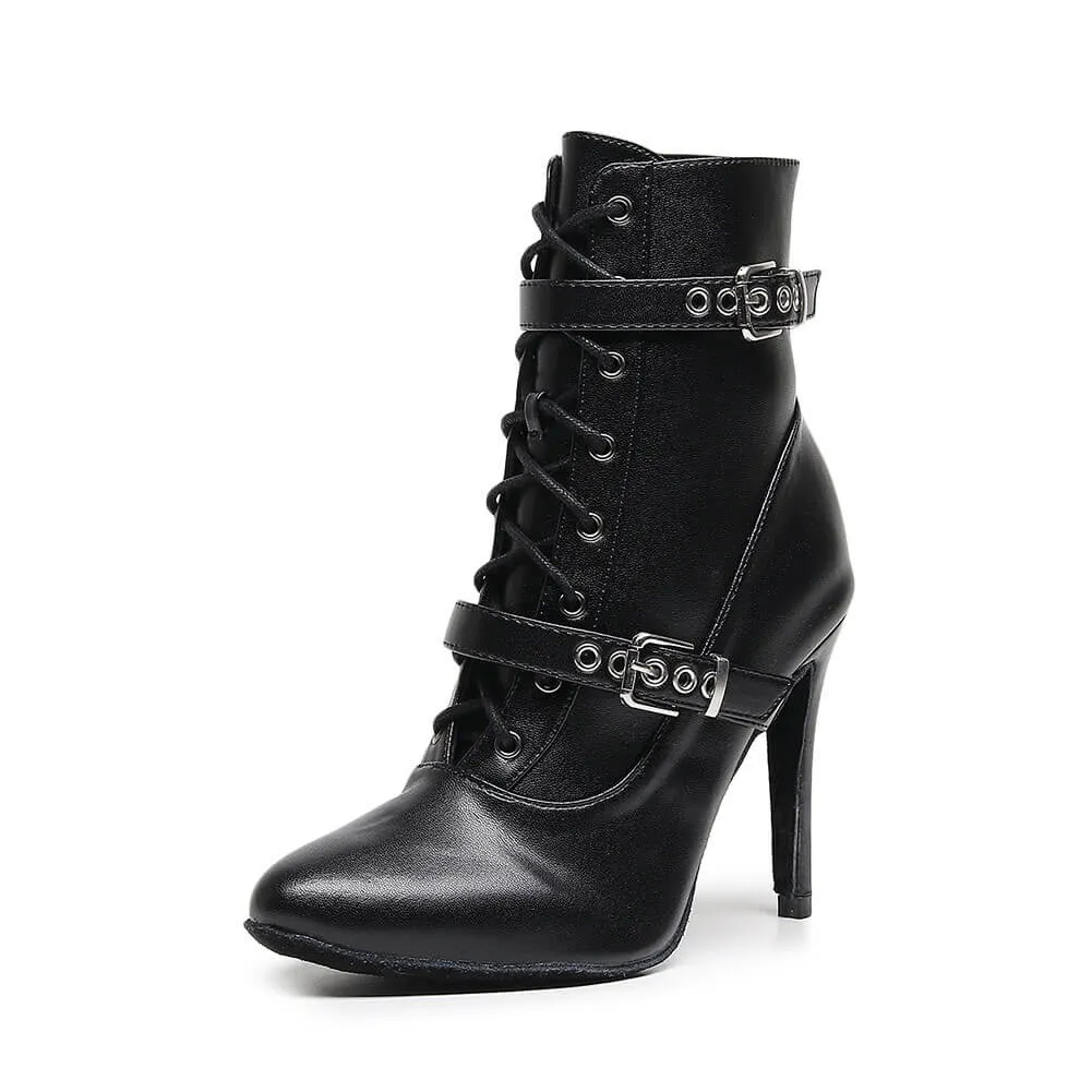 Women's Pointed Toe Lace-Up Stiletto Boots