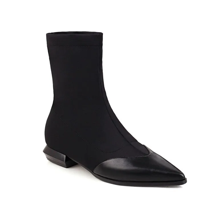 Women's Pointed Toe Low Heel Mid Calf Boots