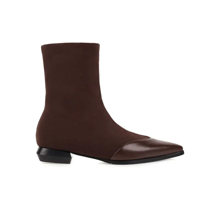 Women's Pointed Toe Low Heel Mid Calf Boots