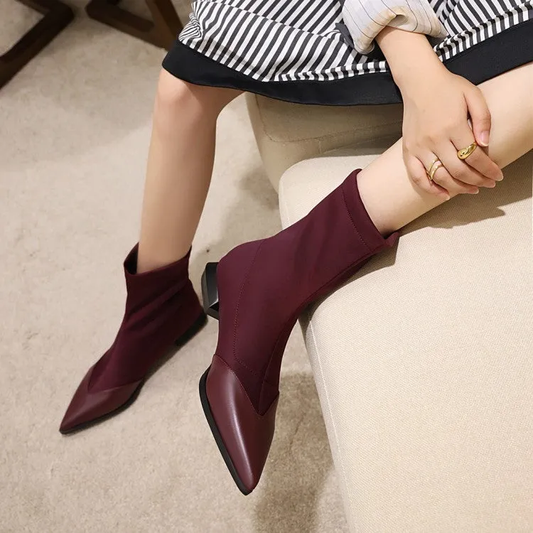 Women's Pointed Toe Low Heel Mid Calf Boots