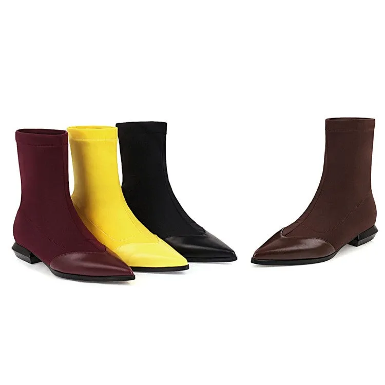 Women's Pointed Toe Low Heel Mid Calf Boots