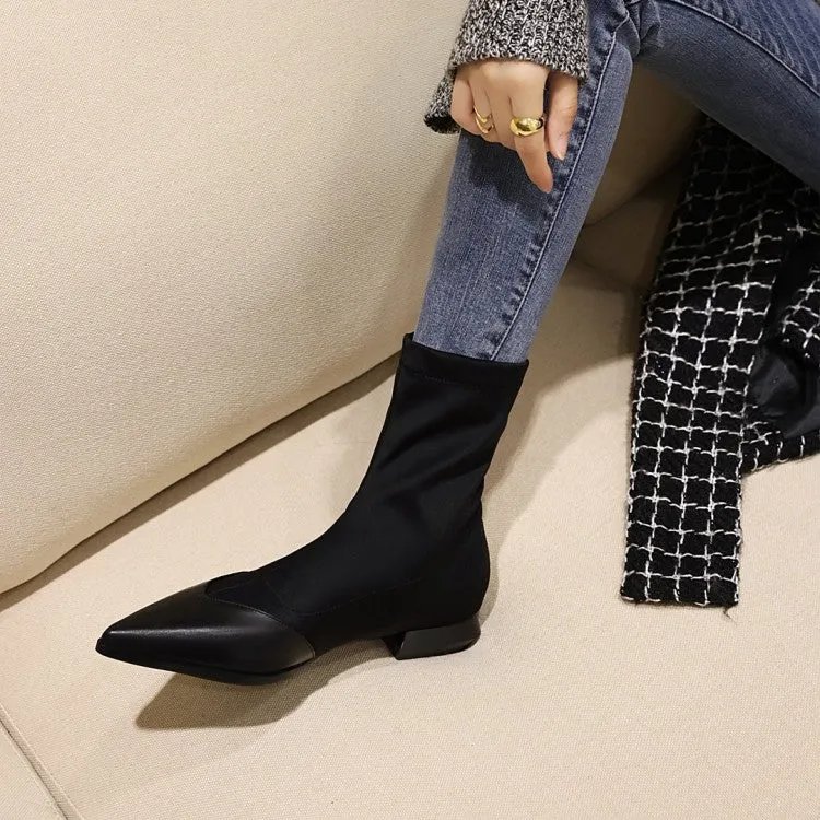 Women's Pointed Toe Low Heel Mid Calf Boots