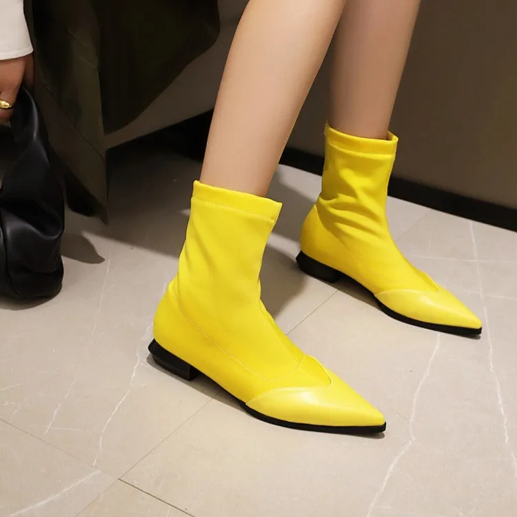 Women's Pointed Toe Low Heel Mid Calf Boots