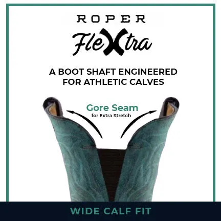 Women's Roper Mesa Leather Boots Handcrafted Brown Flextra Wide Calf