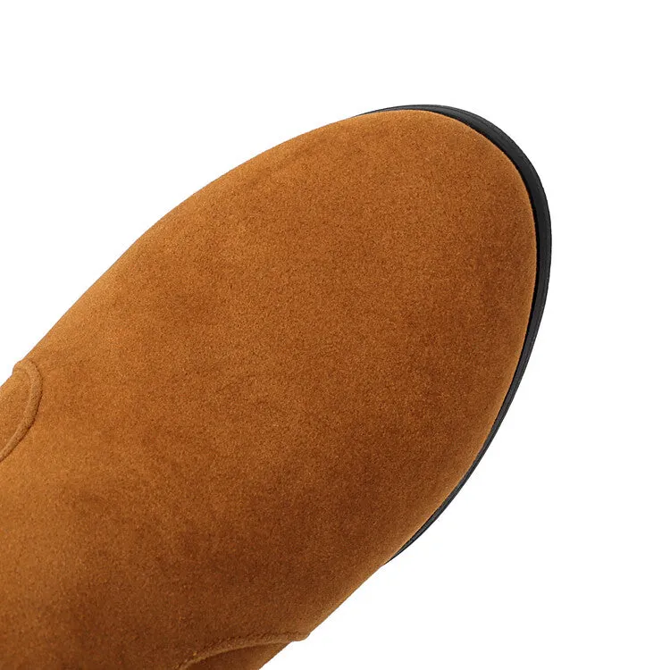 Women's Tassel Round Toe Block Heel Mid Calf Boots