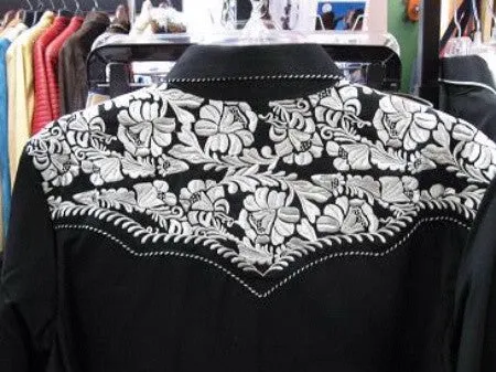 Women's Vintage Western Shirt Collection: Scully Gunfighter Black & Silver