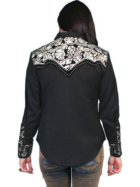 Women's Vintage Western Shirt Collection: Scully Gunfighter Black & Silver
