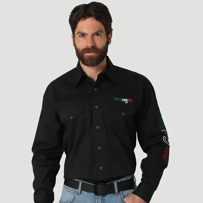 Wrangler® Men's Western Mexico Logo Long Sleeve Shirt