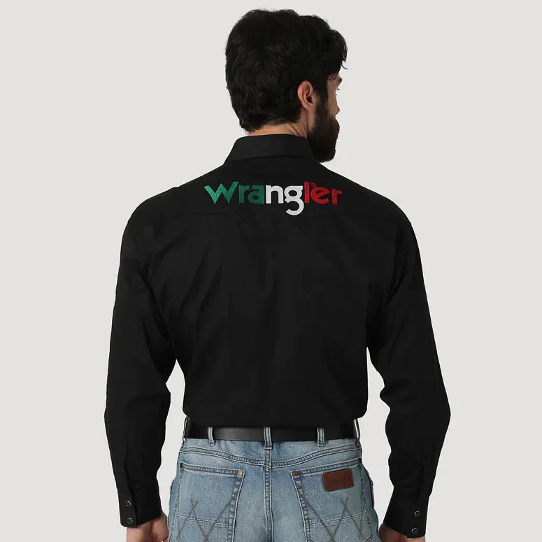 Wrangler® Men's Western Mexico Logo Long Sleeve Shirt