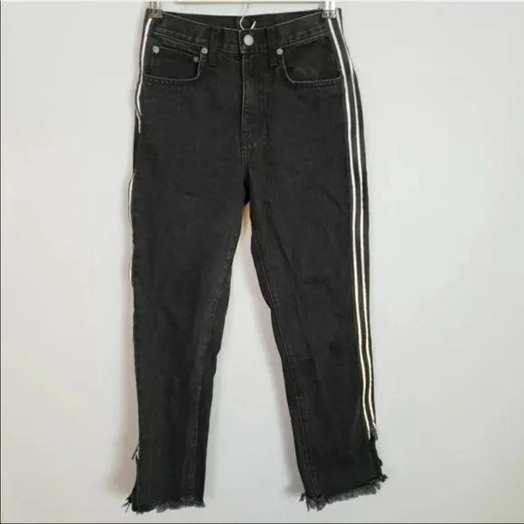Y2K side zip reflective distressed jeans