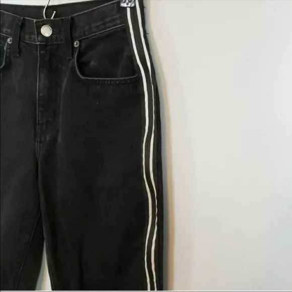 Y2K side zip reflective distressed jeans